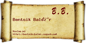 Bentsik Balár névjegykártya